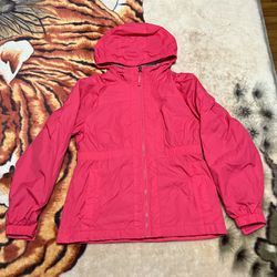 L.L. Bean Pink Gray Full Zip Girls Hoodie Jacket Medium 10-12