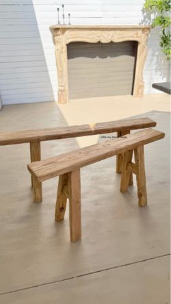 Earthy Organic Elements Home Decor Skinny Bench Set of 2