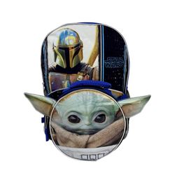 Star Wars Mandalorian Backpack 16" and Grogu Baby Yoda Detachable Lunch Bag Set