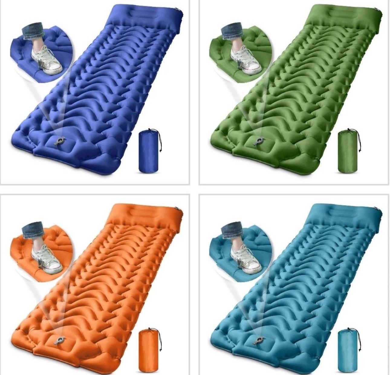 Camping Sleeping Pad, Extra Thickness 4 Inch Inflatable Sleeping Mat with Pillow Built-in Pump, Compact Ultralight Waterproof Camping Air Mattress for