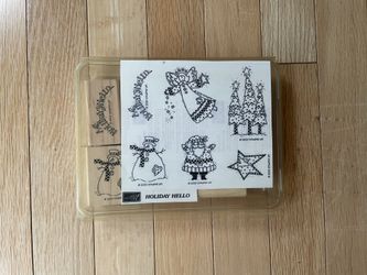Stampin Up Holiday Hello Wood Mounted Rubber Stamp Set Of 6 Stamps 2000