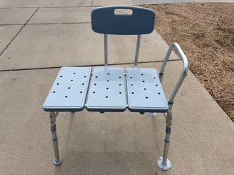 Drive Medical Plastic Tub Transfer Bench with Adjustable Backrest - 400lb Weight Limit
