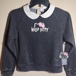 New Hello Kitty X Forever 21 Shirt Gray Acid Wash Sweatshirt Kids Girls 9/10