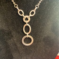 11 Inch Costume Jewlery Silver 3 Ring Necklace