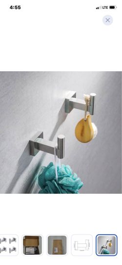 Miyili Bathroom Towel Hook Brushed Stainless Steel Coat/Robe Clothes Hook for Bath Kitchen Garage Wall Mounted 4 Pack, B02N4