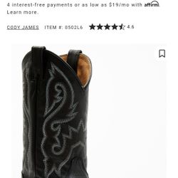 90.00.  8 1/2 Mens Black Boots