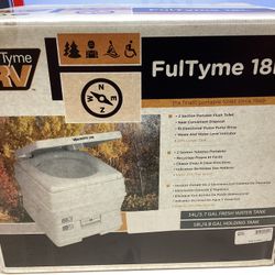 FULTYME RV 6001 Portable Toilet With Level Indicators 4.8 Gallon PUMP STYLE FLUSH 2 Section Boat Cheap Now