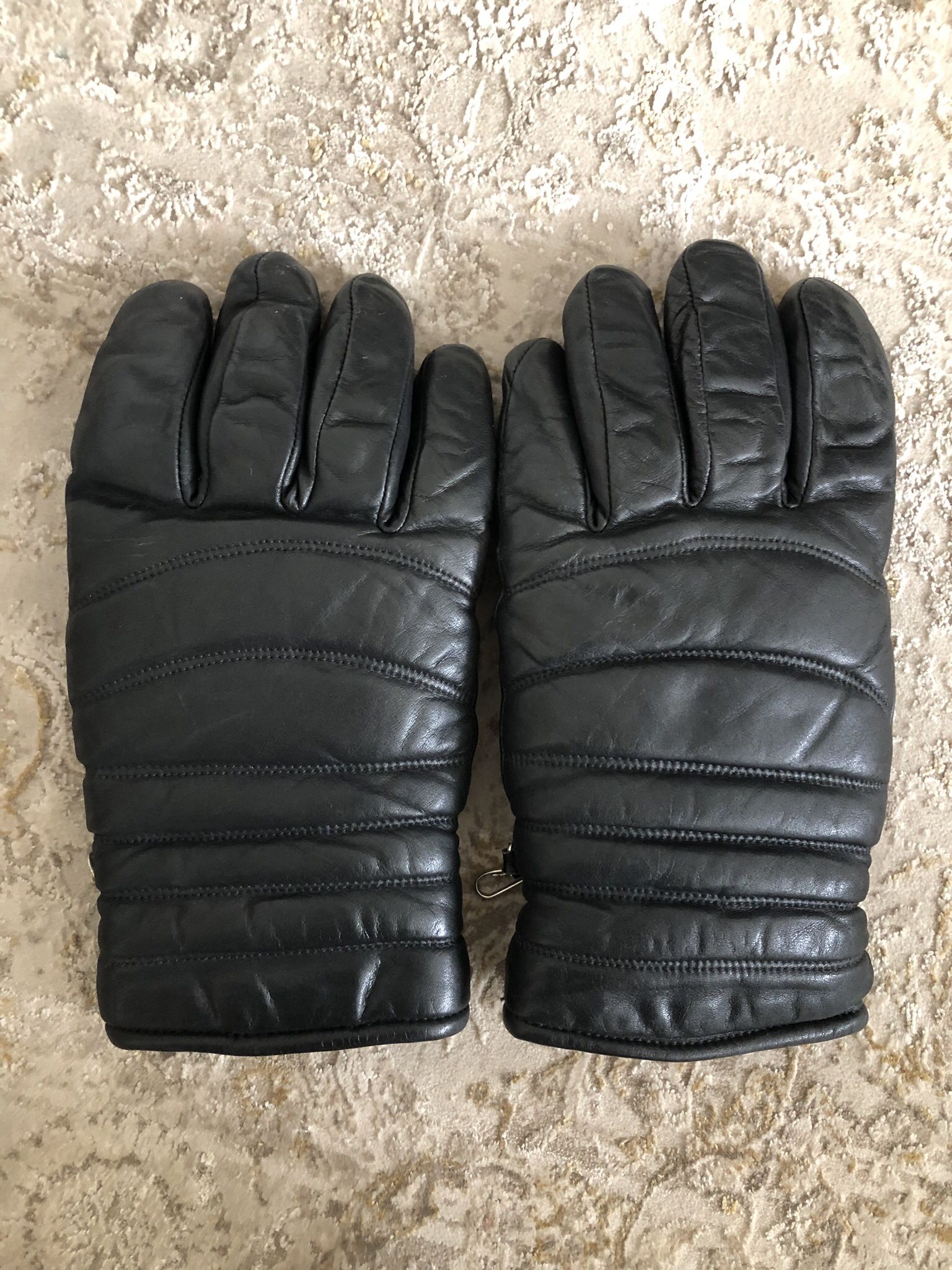Black Leather Snow Gloves - Men’s XL