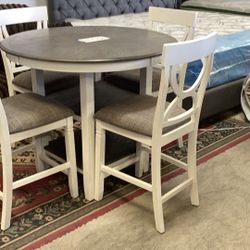 New Dining Table 4 Chairs 5 Pc Solid Wood Counter Height 