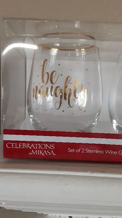 Naughty Nice Wine Glasses ~ Set of 2