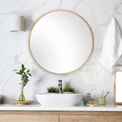 Round mirror 24” gold finish aluminum alloy frame