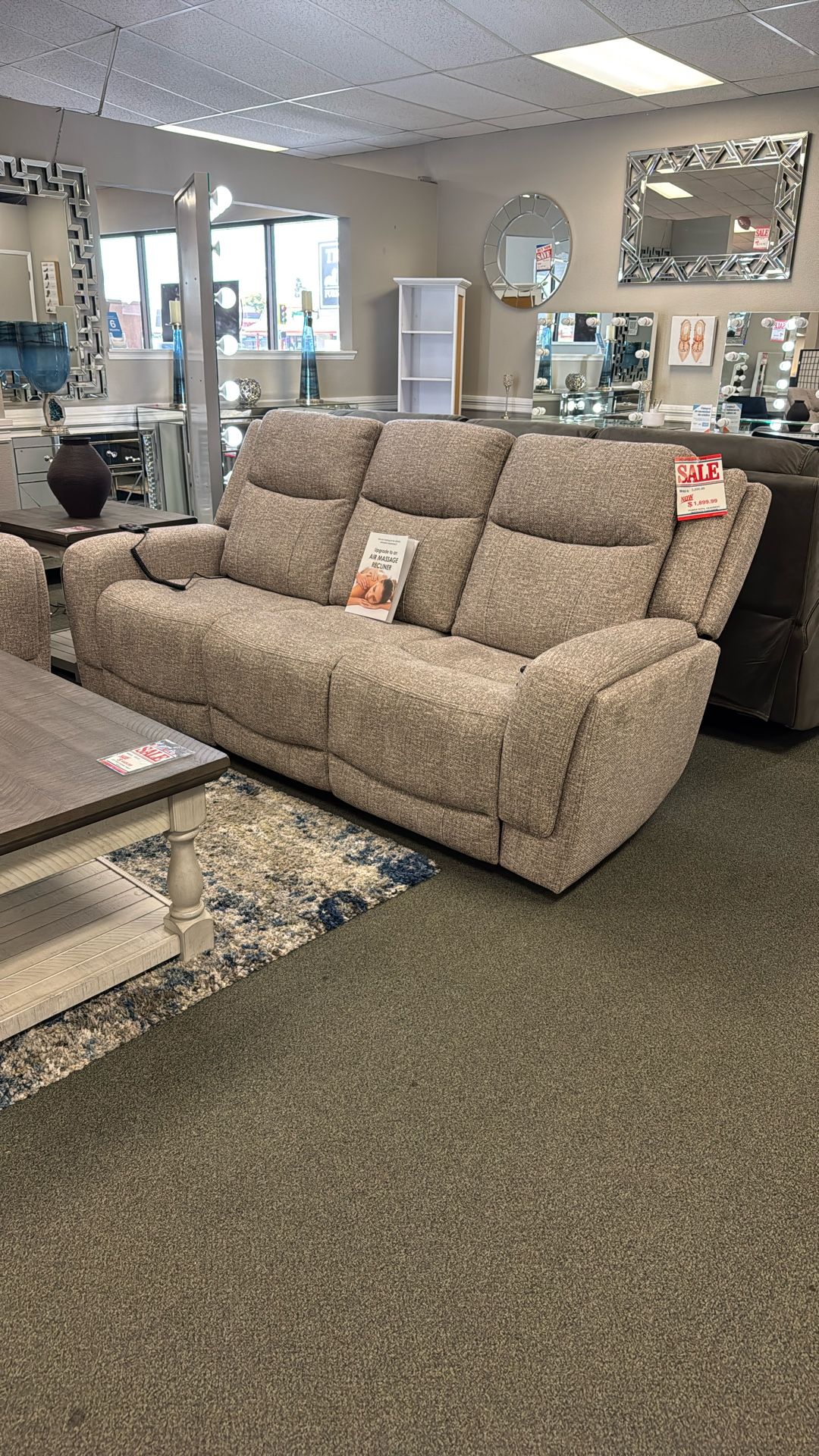 Power Reclining Sofa Set With Massage, Heat, Lumbar ,headrest , And Speakers