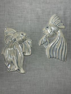 Vintage Chalkware Angelfish Decorative Wall Art
