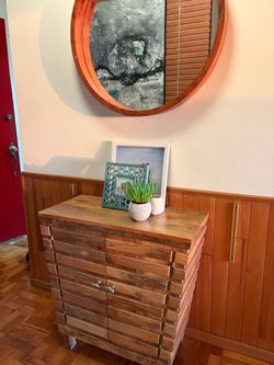 Natural wood entry console