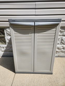 Grey French Door Storage Cabinet