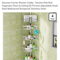 Corner Shower Caddy Tension Rod Organizer 