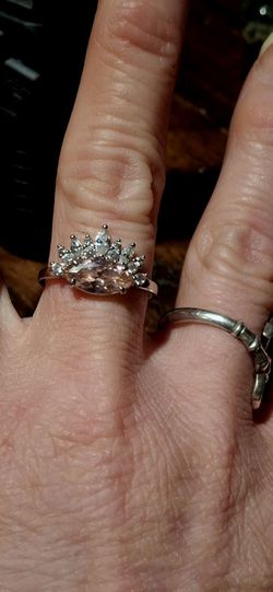 Pink and diamond princess ring