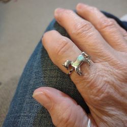 Horse Ring Opal Inlay S925 Solid