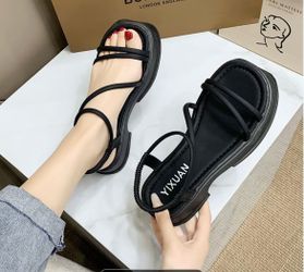 Thick-Soled Cross-Strap Sandals Color Black Size 7