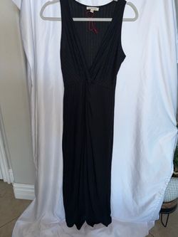NWOT Rolla Coster Black Ribbed Knit Twist Front Sleeveless Jumpsuit, Size Small
