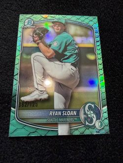 Ryan Sloan 2025 Bowman Chrome RC Aqua Reptilian/125 Seattle Mariners