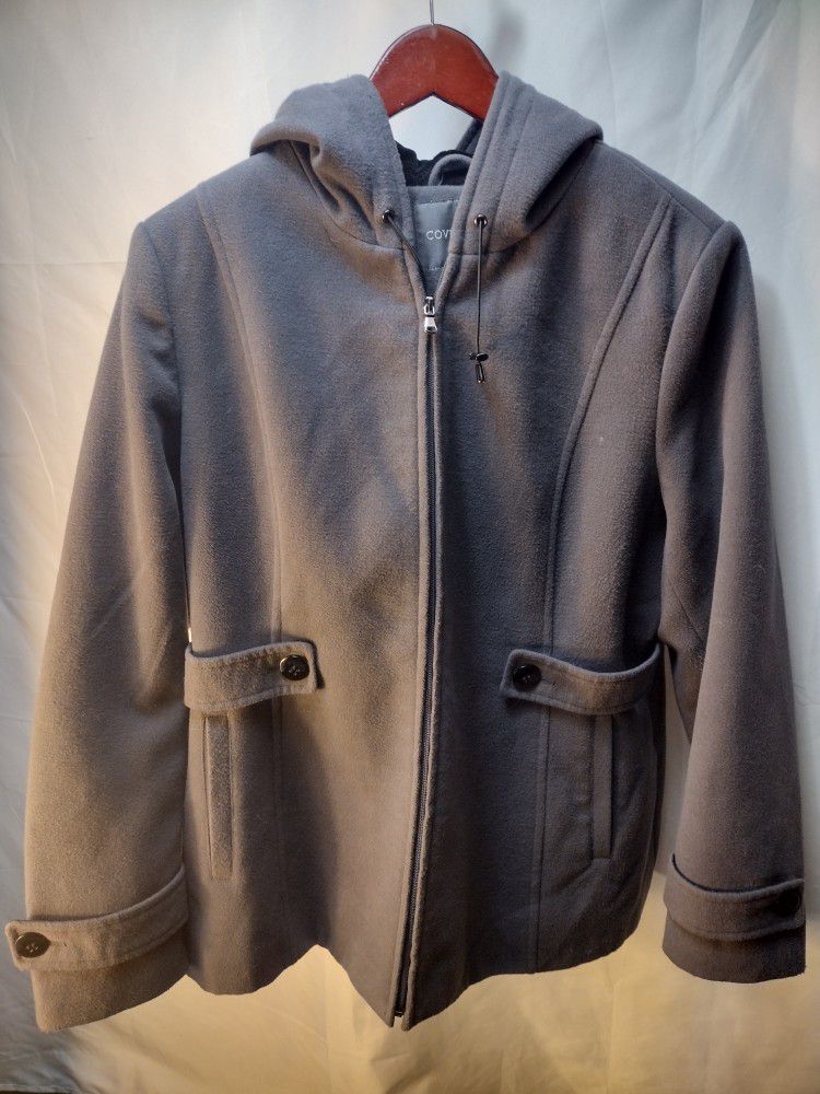 Covington Womens Size XL Heavy Gray Hooded Peat Coat Jacket