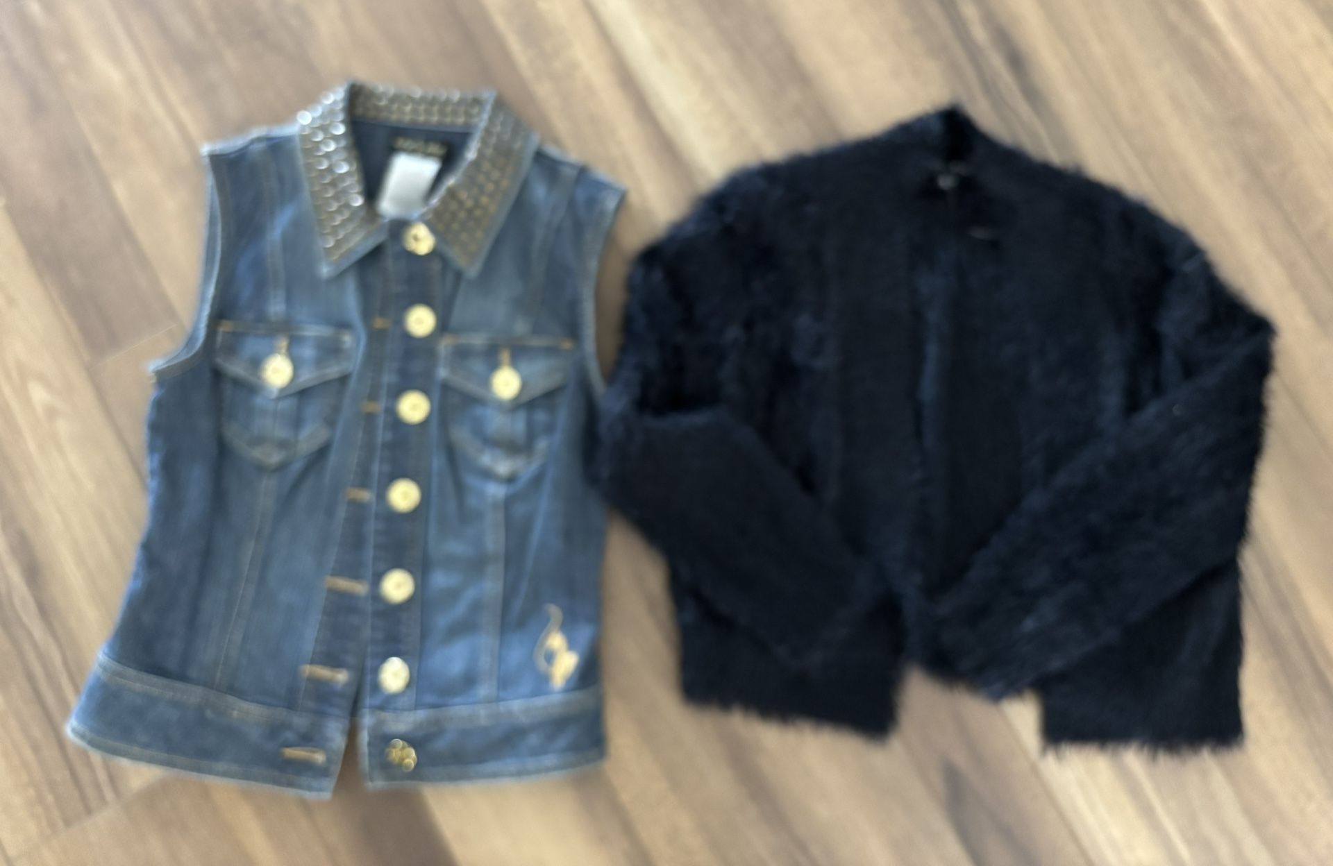 Baby Phat Jean Vest & Black Fur Sweater