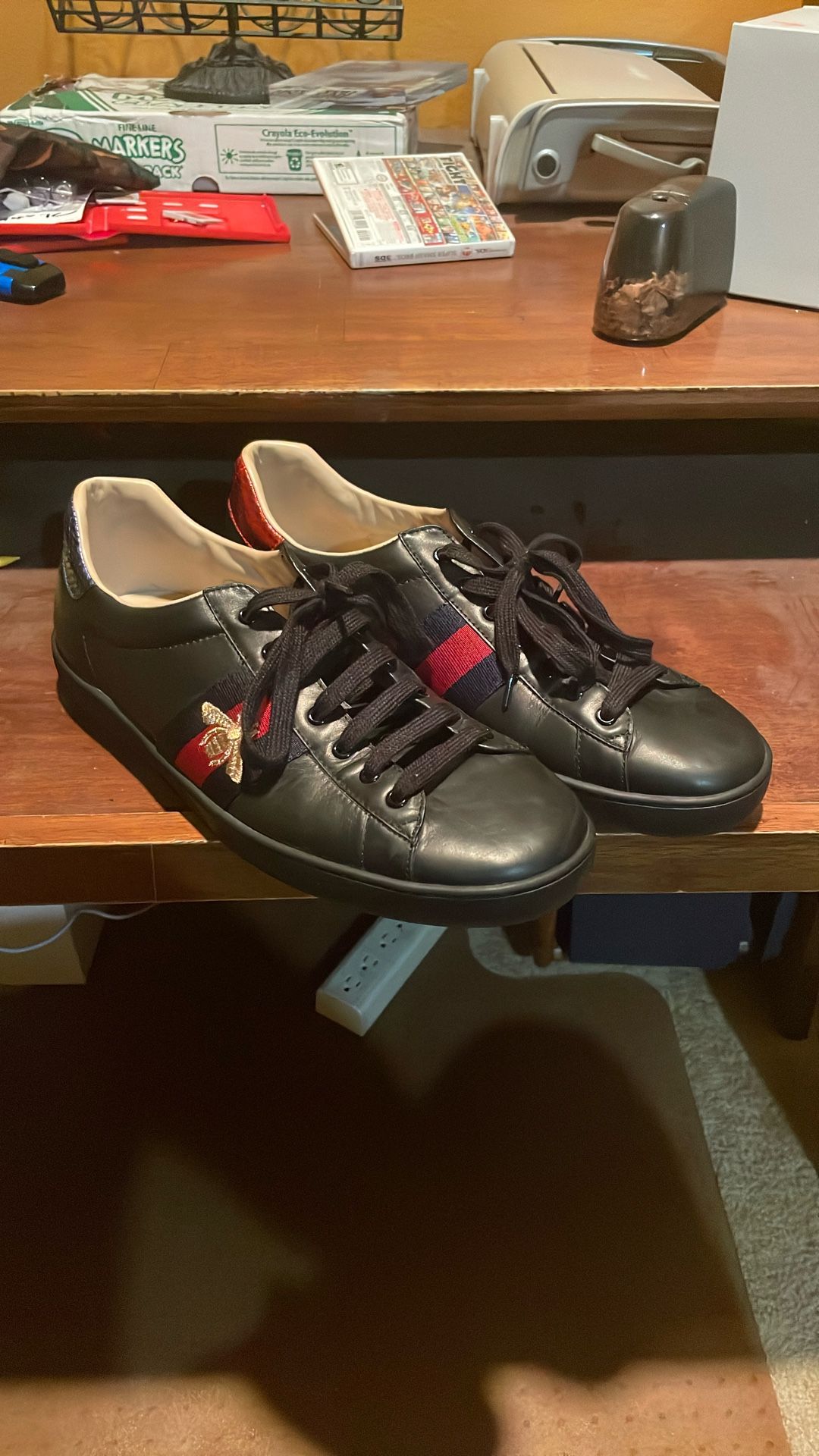 Gucci Ace Embroidered Black Bee Shoes