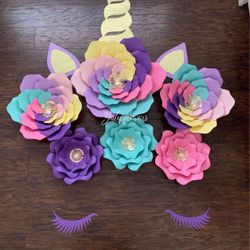Unicorn 🦄 paper flowers backdrop