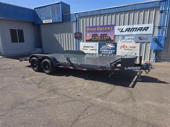 2027 Lamar 7x18 Car Hauler Steel Deck 10k GVWR toolbox