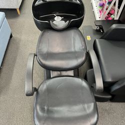 In Box!! Shampoo Chair with ABS Bowl (plastic), gel neck rest, Black, Faux leather, Weight Capacity 450 Ibs, Product weight: 62 Ibs (small Detail)