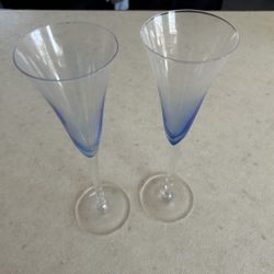 Set Of Two Blue Champagne Flutes