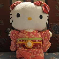 HELLO  KITTY   DRESSED IN A KIMONO OUTFIT  STUFFED  PLUSH  DOLL TOY 