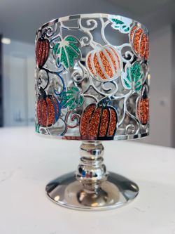 Bath & Body Works Glitter Pumpkins Pedestal 3-Wick Candle Holder NEW