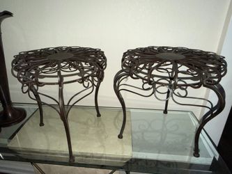 Wrought Iron Plant Stands (Set of 2)”