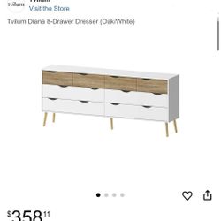 Tvilum Diana 8-Drawer Dresser (Oak/White) – Like New!