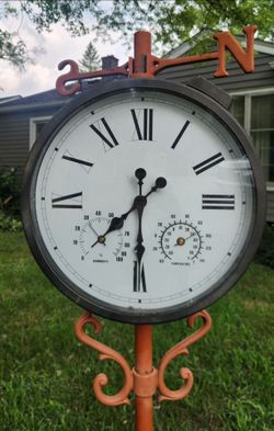 Outdoor Garden Pole Clock with Weather Station