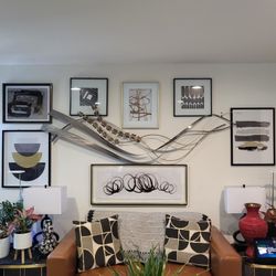 Black, White And Gold Modern Style Framed Wall Art (7-piece)