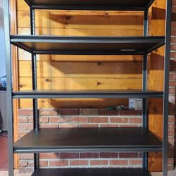 Heavy Duty Z-Beam Steel Shelving Unit, 48"W x 24"D x 72"H, Black.