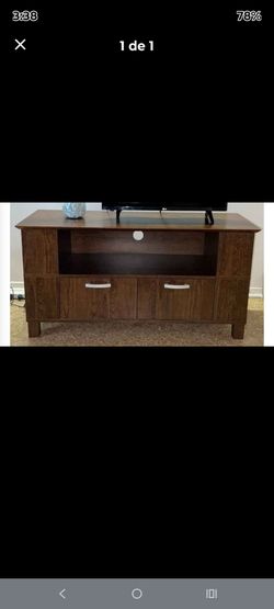 Brown Wood TV Stand with Storage