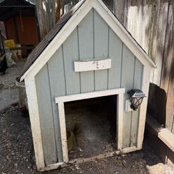Huge OOAK handmade dog house with solar porch light  roof shingles , house siding
