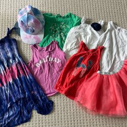 girls size 4 5 clothing lot bundle short sleeve tops skirt dress hats summer spring
