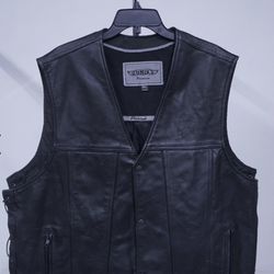 Mens Unik Premium Leather Vest Size 5XL Fits Like A 3X