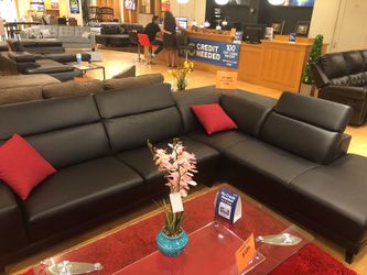 Black leatherette sectional sofa