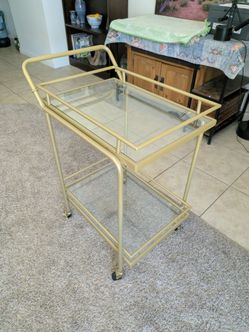 Nathen James 2 tiered Sally gold and glass bar cart
