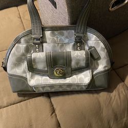 Coach Gray And White Handbag