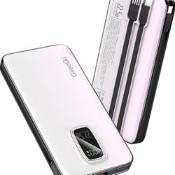 10000mAh 22.5W Fast Charging Power Bank with Built in USB-C,USB-A& iOS Cable,Battery Backup 