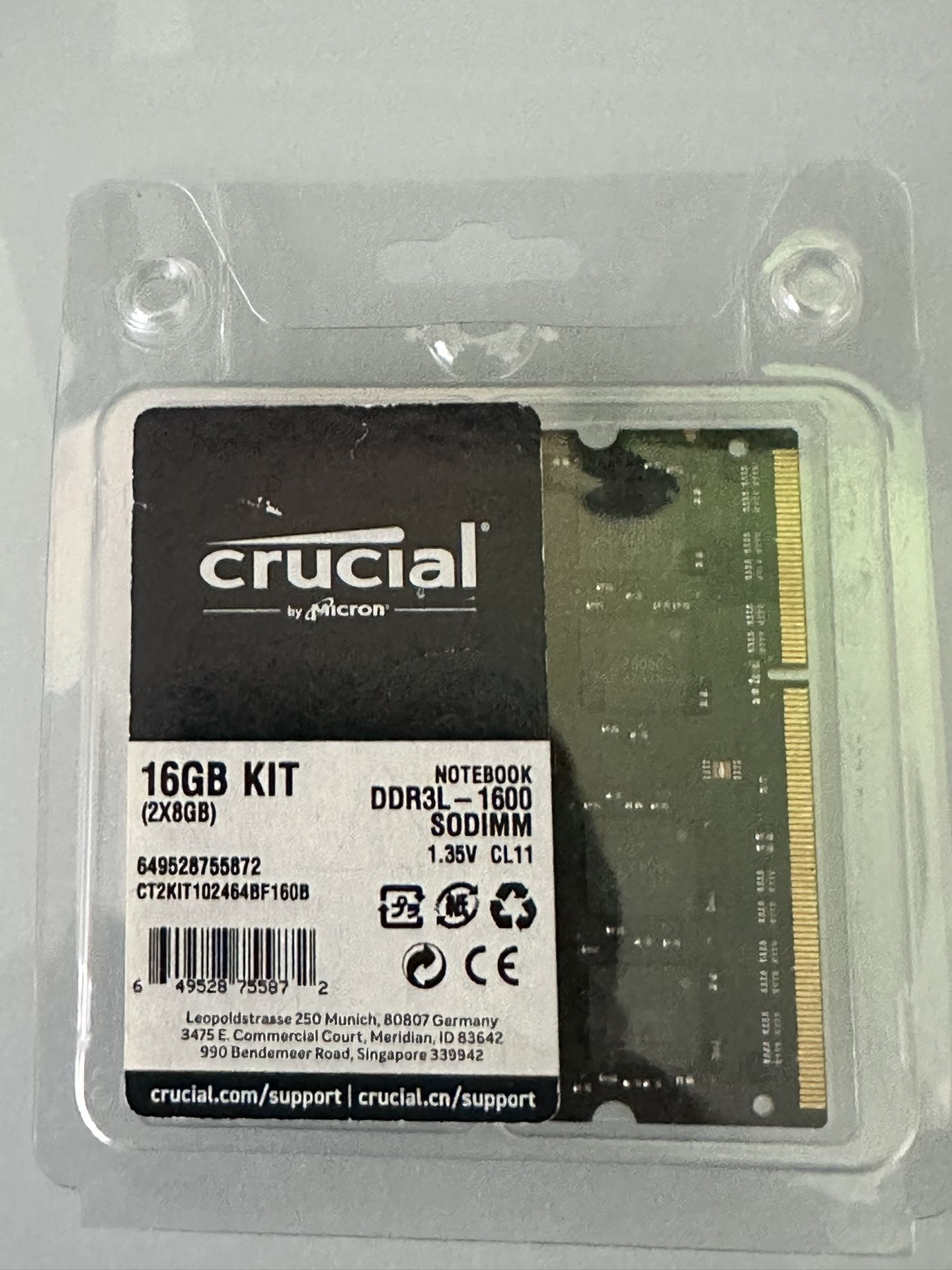 Crucial 16GB Kit (2x8GB) DDR3L-1600 SODIMM