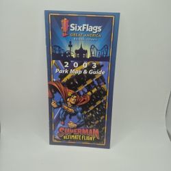 Park Map & Guide Superman Ultimate Flights SixFlags Great America Gurnee IL 2003