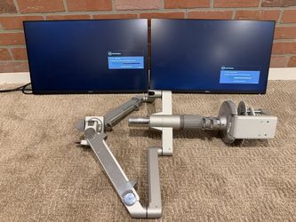 Dual Dell 24” Monitor Setup + Humanscale M/Flex Arm – USB-C / DisplayPort